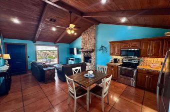 Overview of Chisholm Cabin living room and kitchen